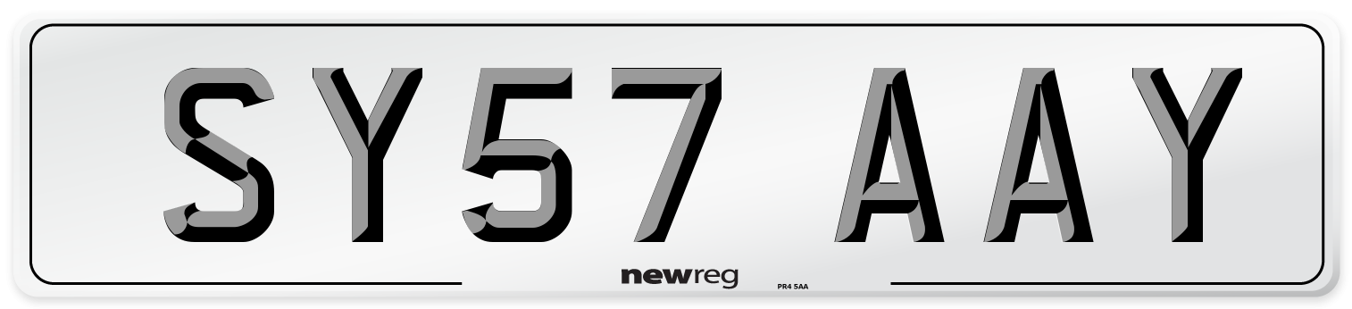 SY57 AAY Number Plate from New Reg